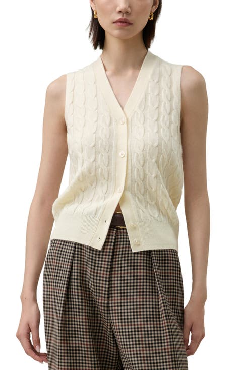 Washable Cable-Knit Wool Vest