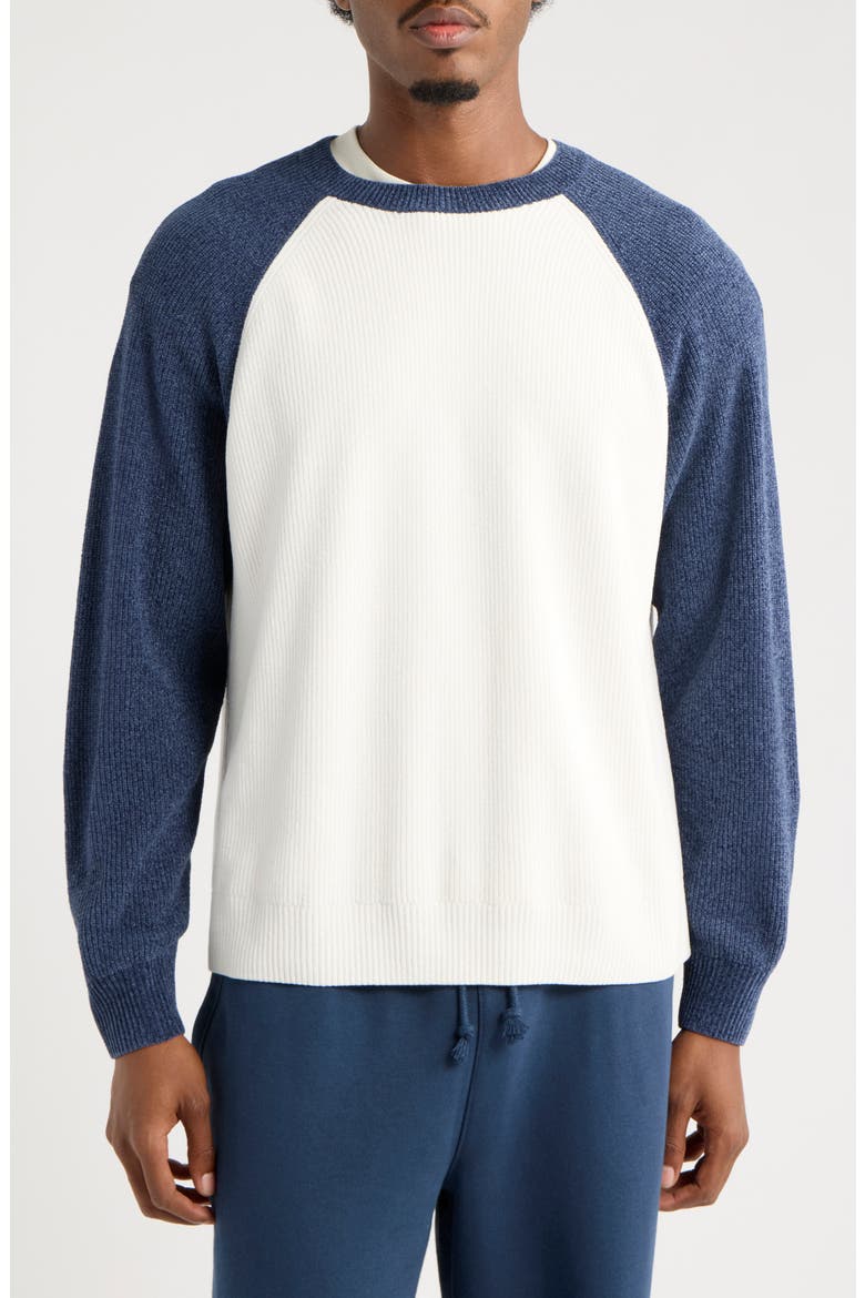 Baseball Chenille Sweater, Main, color, IVORY EGRET