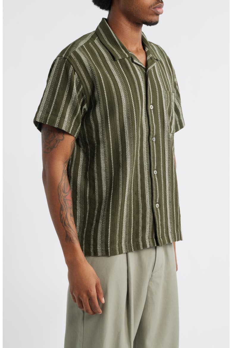 Hugh Stripe Camp Shirt, Alternate, color, DARK SAGE MULTI