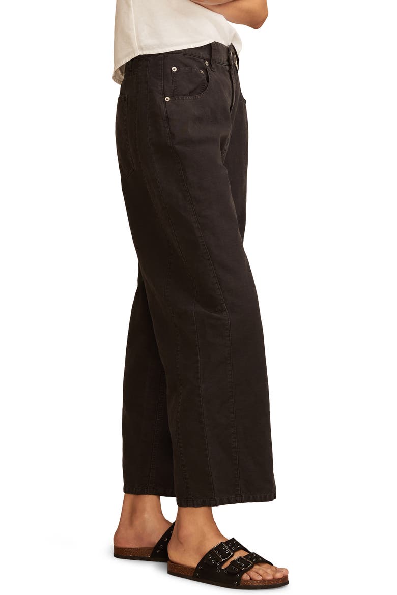 Linen Blend Ankle Barrel Leg Pants, Alternate, color, METEORITE
