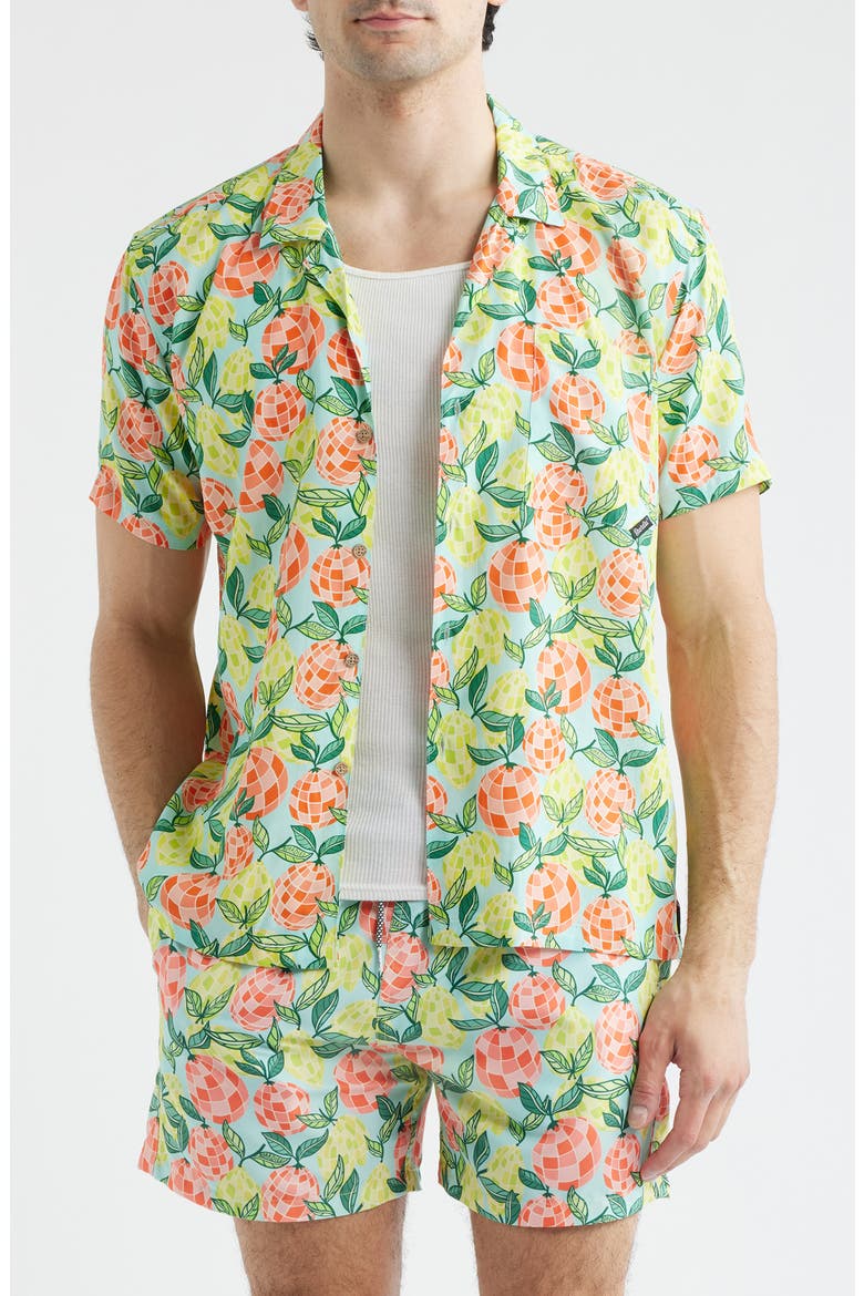 Citrus Disco Print Camp Shirt, Main, color, GREEN MULTI