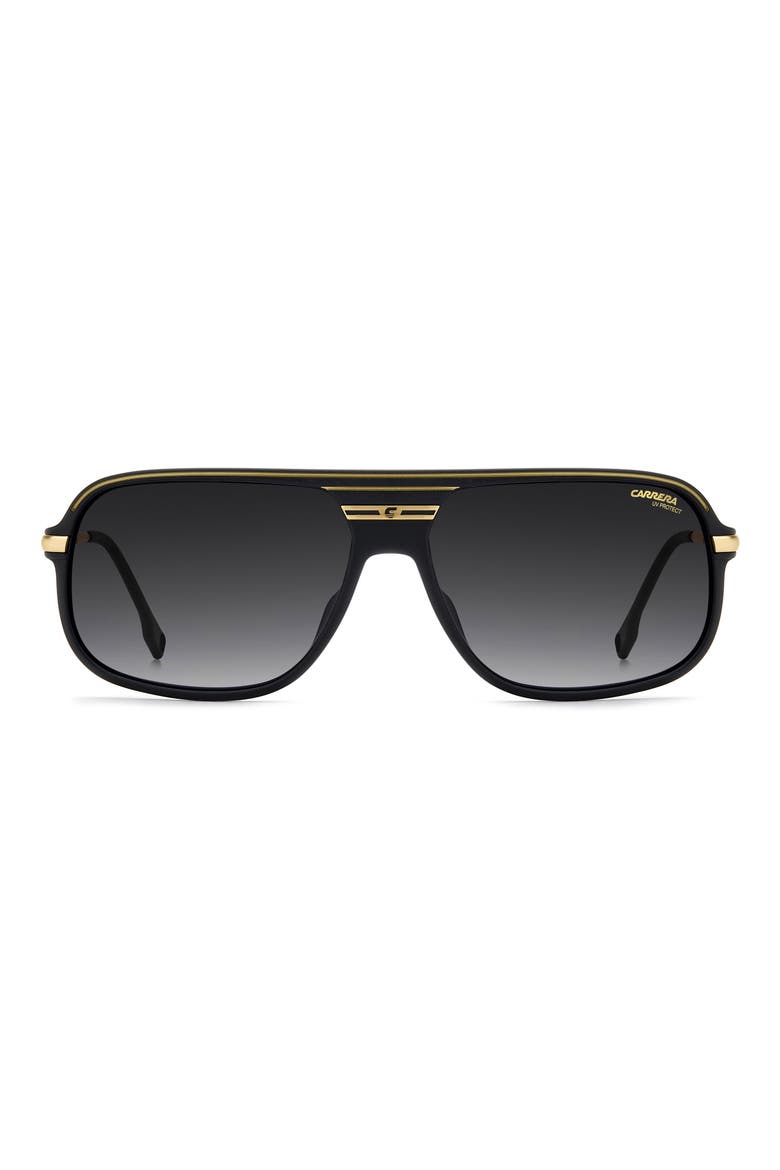 C Sport 62mm Oversize Rectangular Sunglasses, Main, color, MATTE BLACK GOLD/ DARK GREY SF