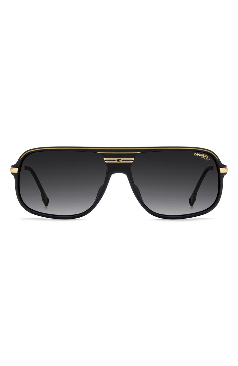 Carrera Eyewear C Sport 62mm Oversize Rectangular Sunglasses, Main, color, Matte Black Gold/ Dark Grey Sf