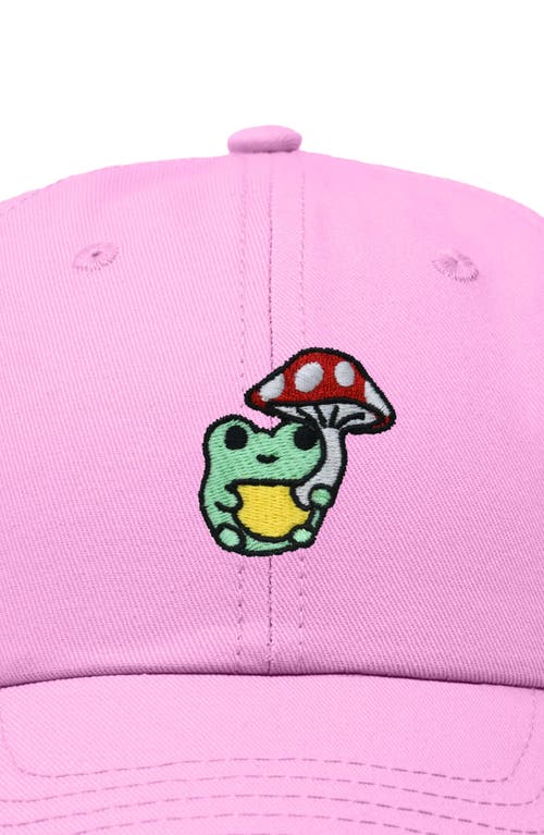 Shop Dalix Mushroom Frog Embroidered Hat In Light Pink