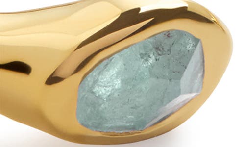 Monica Vinader Gold Odyssey Gemstone Open Cuff Aquamarine In Multi