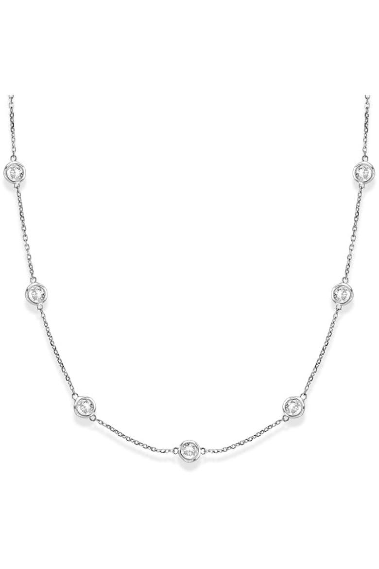 Lab Diamonds By The Yard Station Necklace 14k, Main, color, White Gold