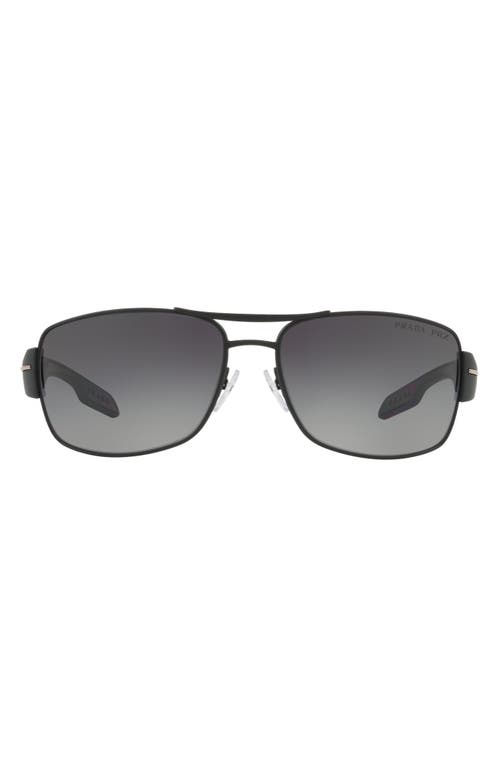 Prada Linea Rossa Prada 65mm Gradient Polarized Oversize Aviator Sunglasses in Black 