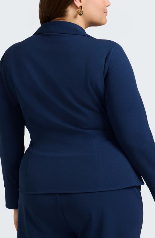 Foxcroft Rosie Wrap Crepe Top In Navy