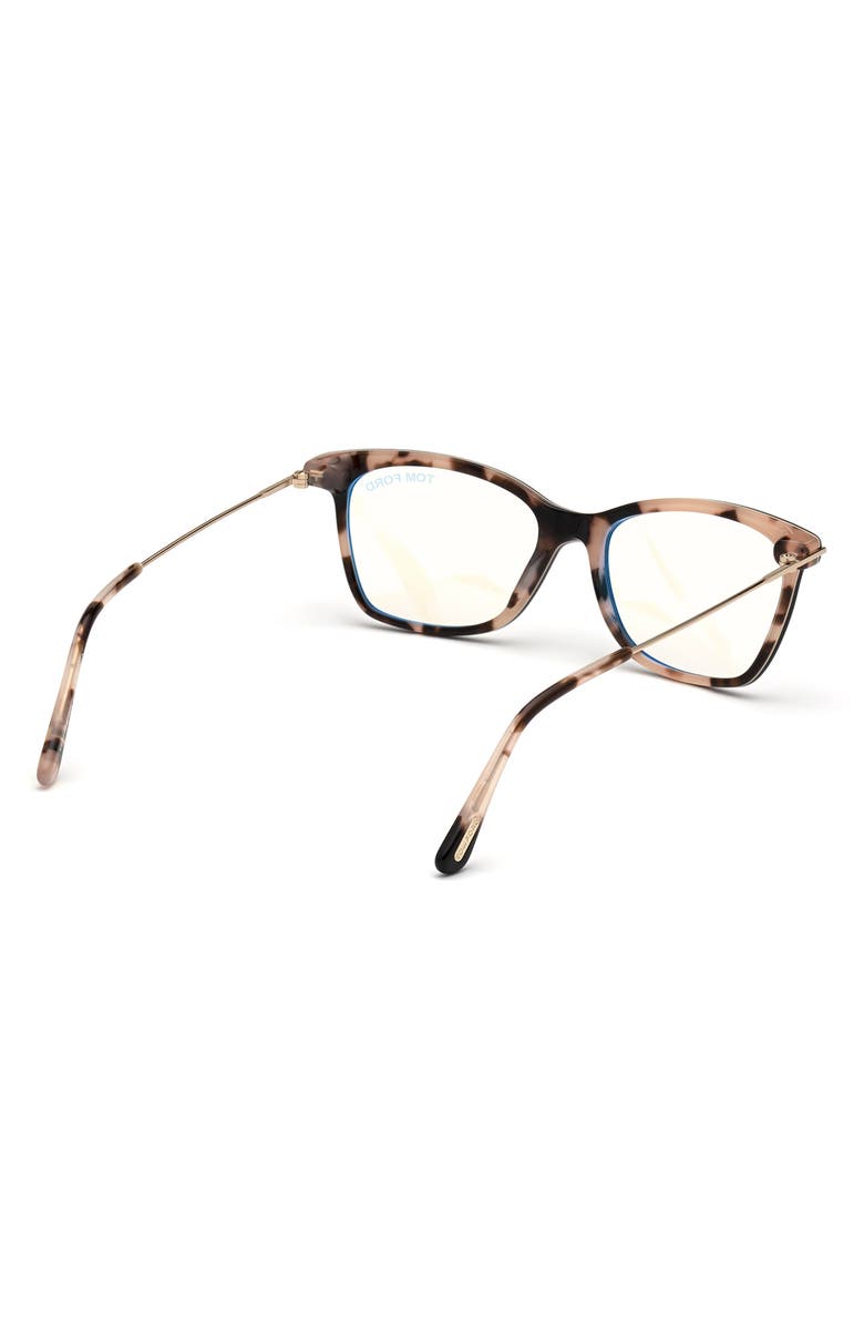 TOM FORD 50mm Square Optical Glasses, Alternate, color, Pink Havana / Blue Block