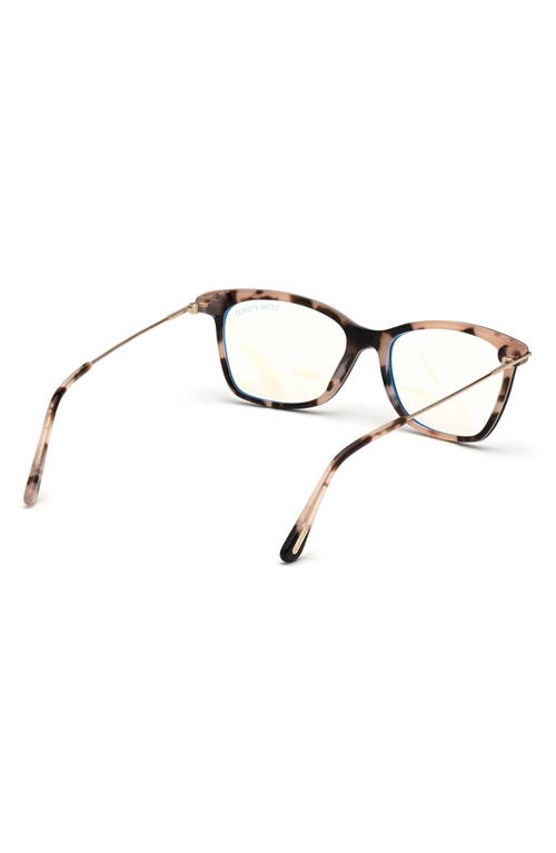 Tom Ford 50mm Square Optical Glasses In Pink Havana/blue Block