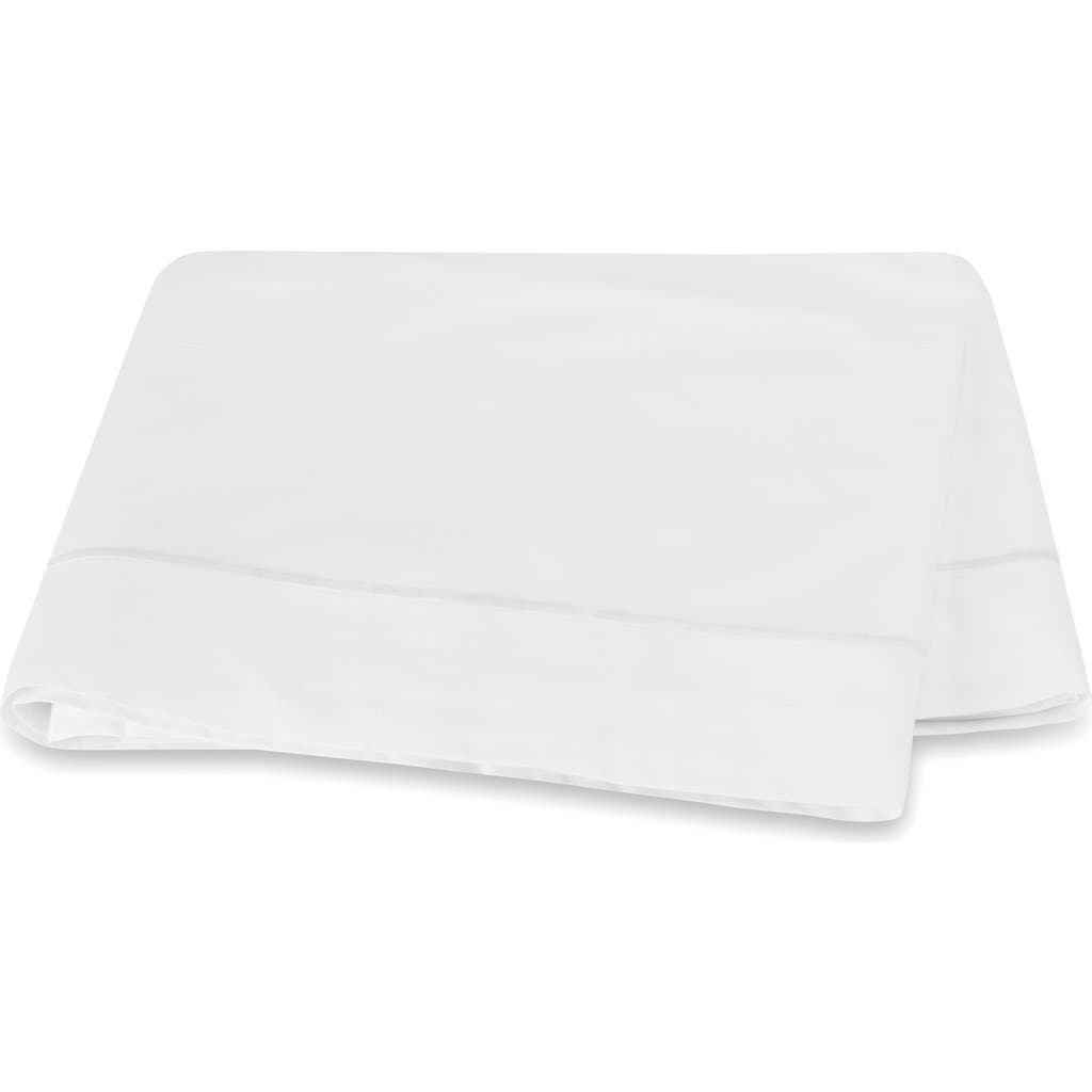 Matouk Bergamo 500 Thread Count Cotton Percale Flat Sheet In White