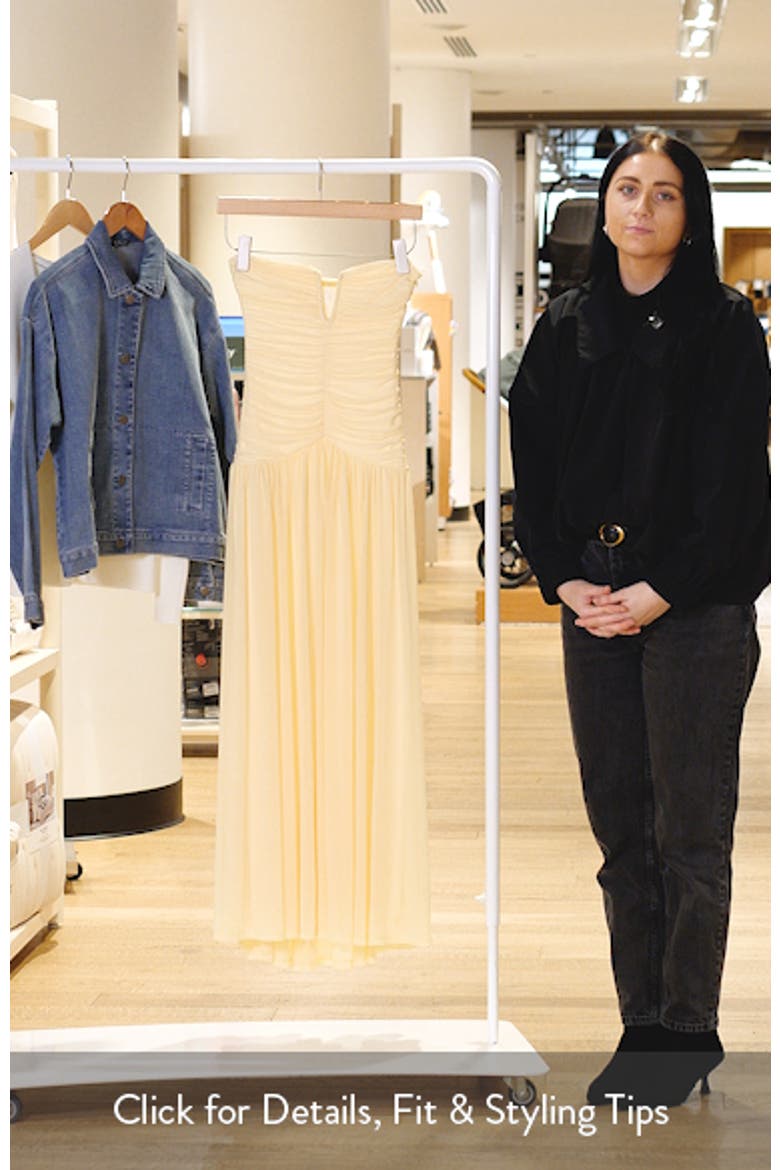 Beverly Ruched Strapless Chiffon Maxi Dress video