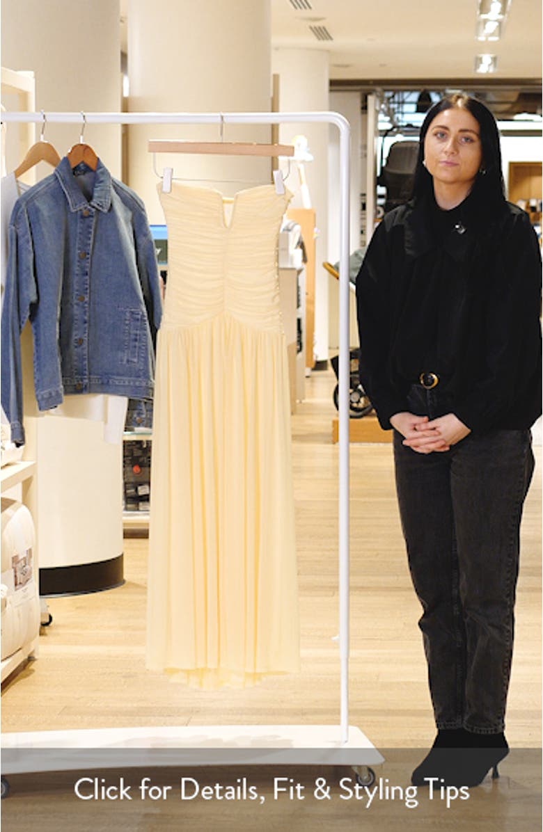 Beverly Ruched Strapless Chiffon Maxi Dress, sales video thumbnail