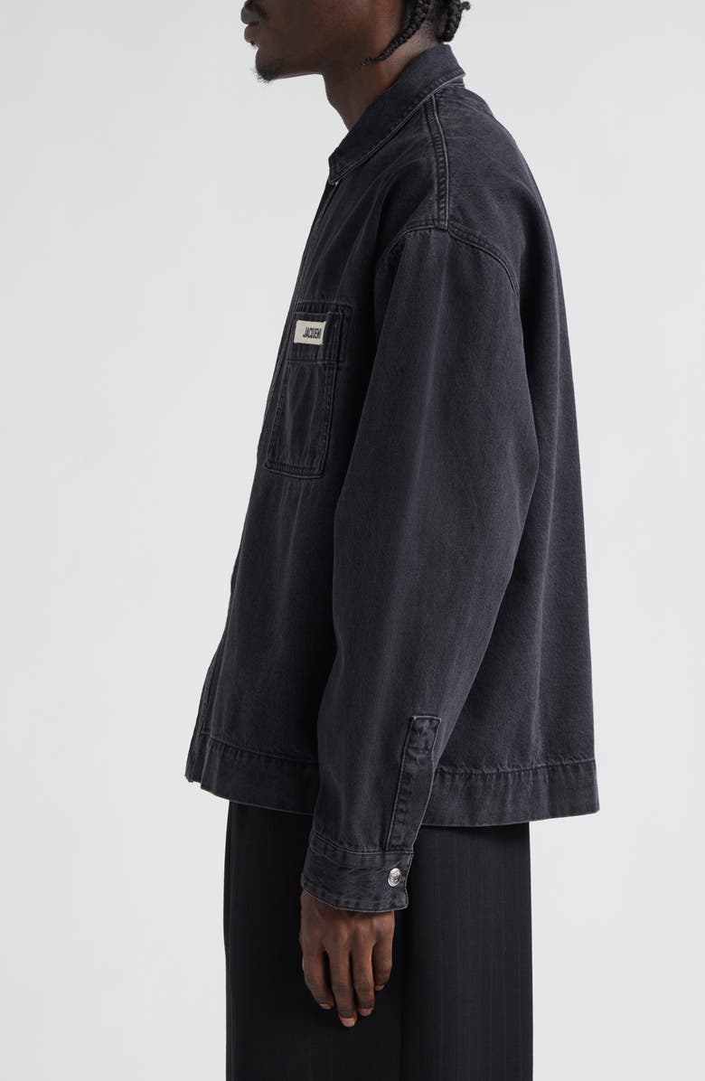 Jacquemus La Chemise de-Nîmes Denim Snap-Up Shirt, Alternate, color, 