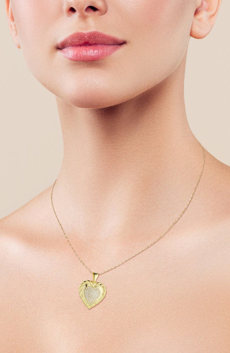 SPHERA MILANO Pavé Cubic Zirconia Heart Pendant Necklace, Alternate, color, Gold