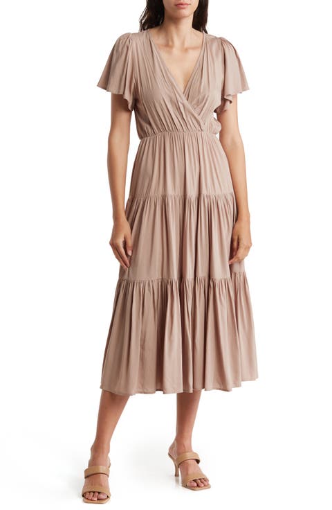 Flutter Sleeve Tiered Maxi Dress