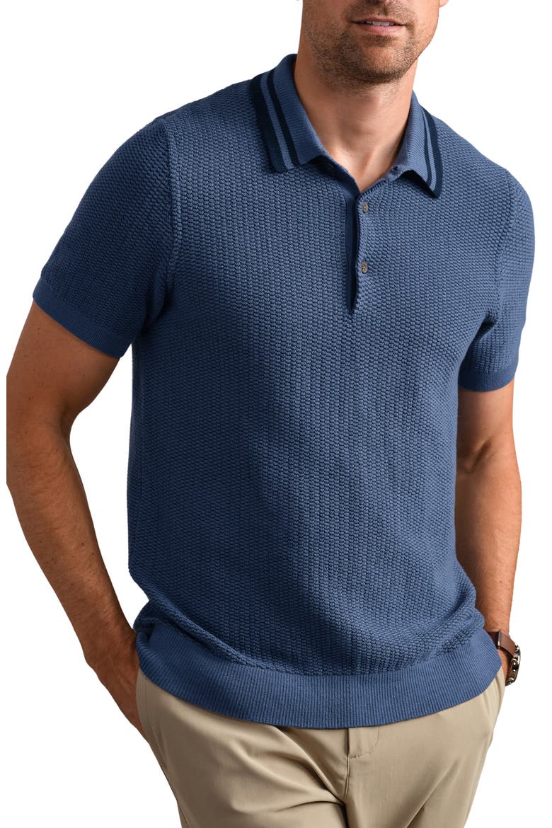 Fine Knit Sweater Polo, Main, color, VINTAGE INDIGO