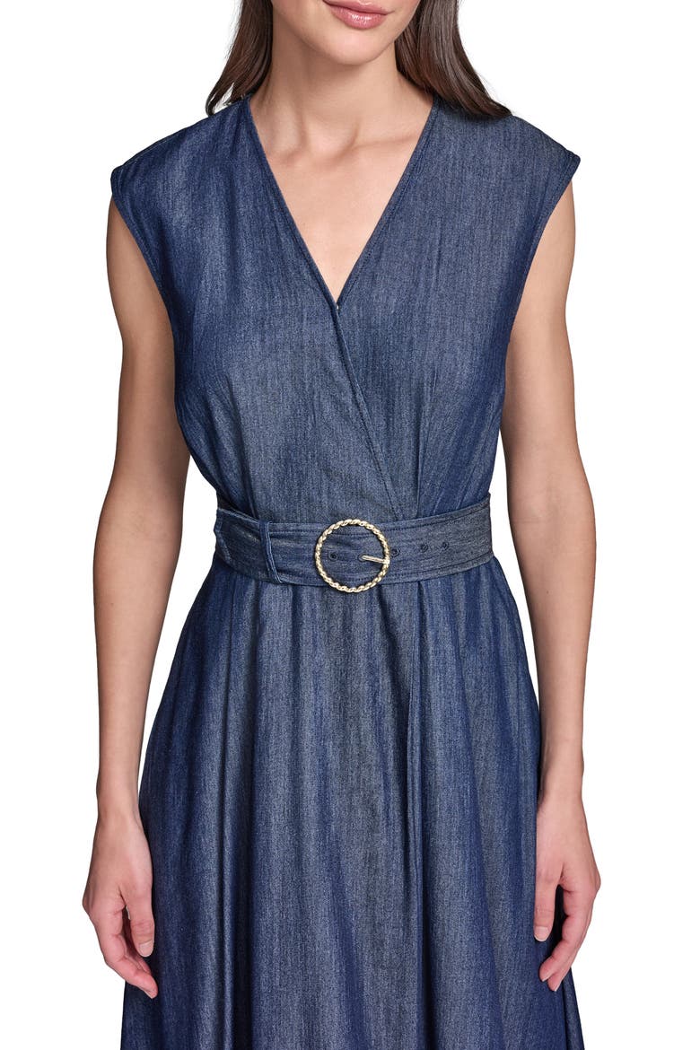 Denim Chambray Midi Dress, Alternate, color, INDIGO