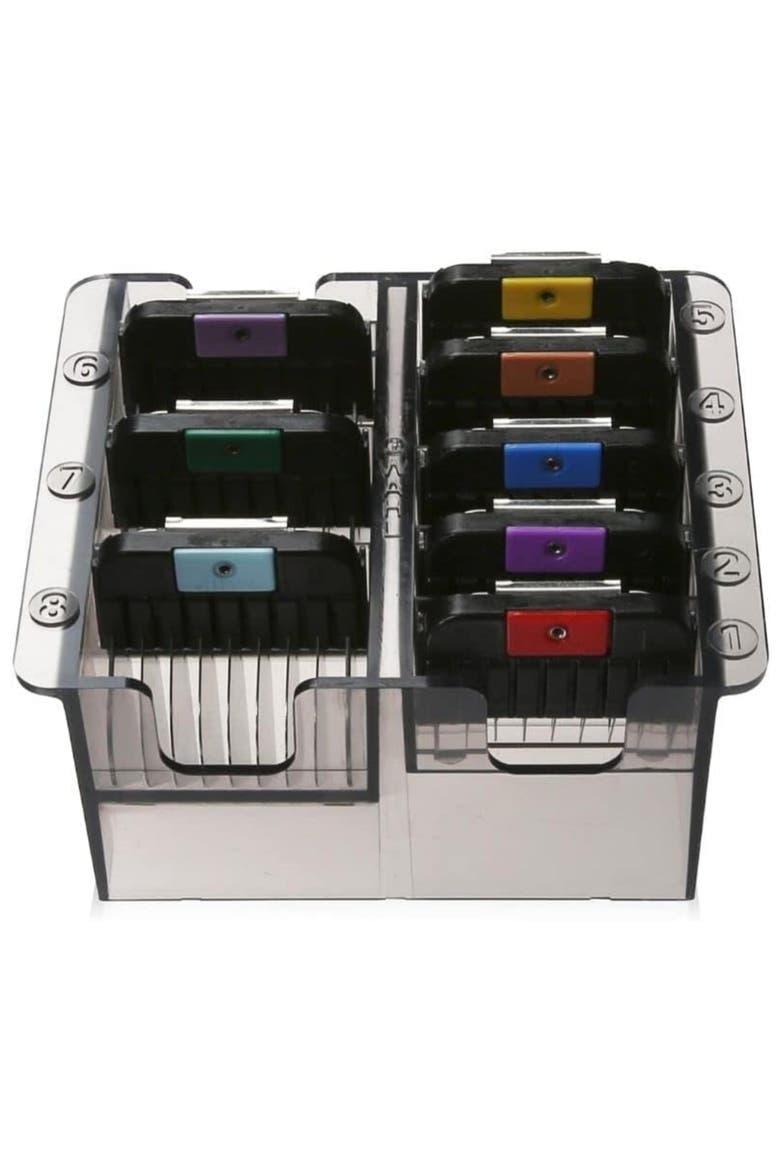 Eight Piece Color Coded Attachment Guide Comb Set, Alternate, color, Mutlicolor