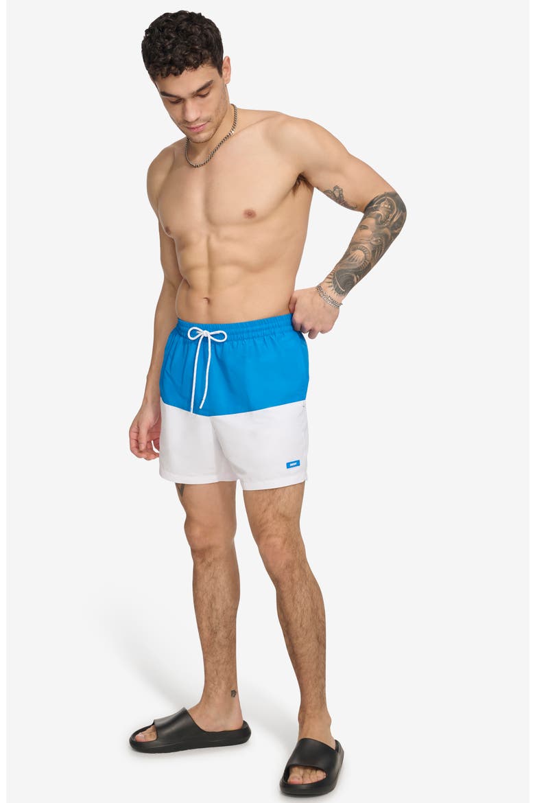 Colorblock Swim Trunks, Alternate, color, BLUE