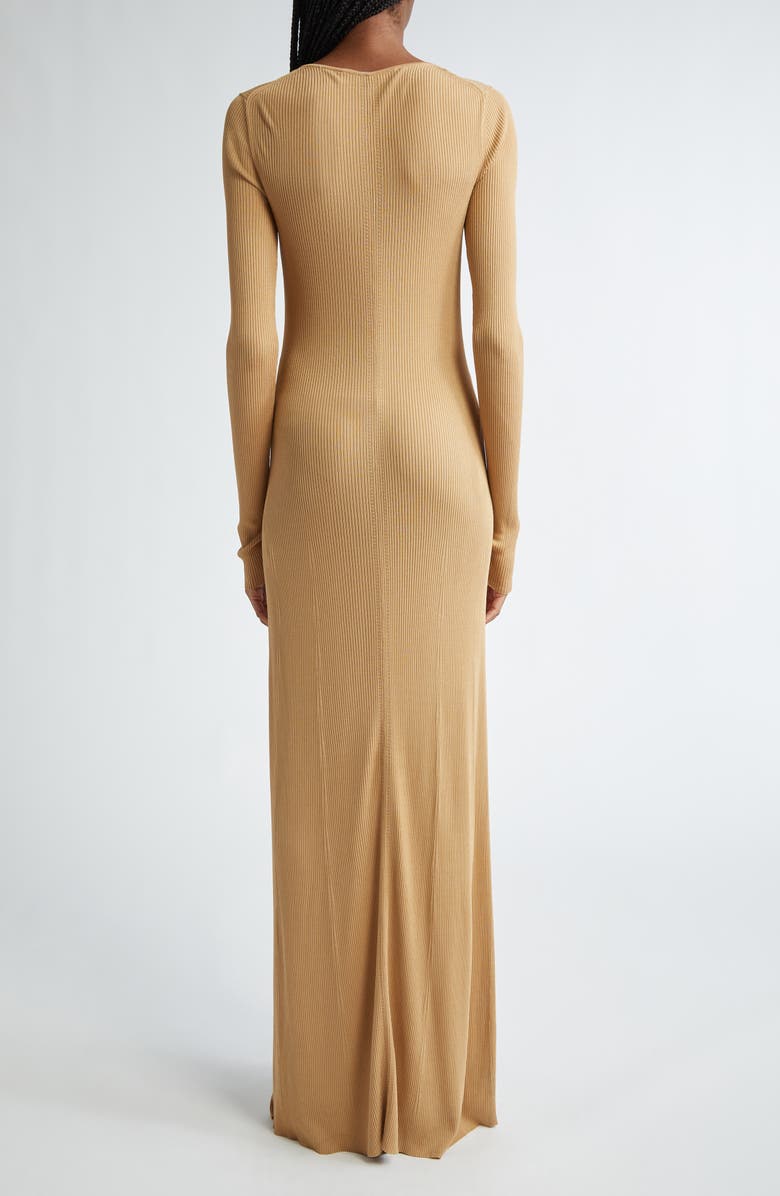 Proenza Schouler Athena Long Sleeve Button Front Rib Maxi Dress, Alternate, color,