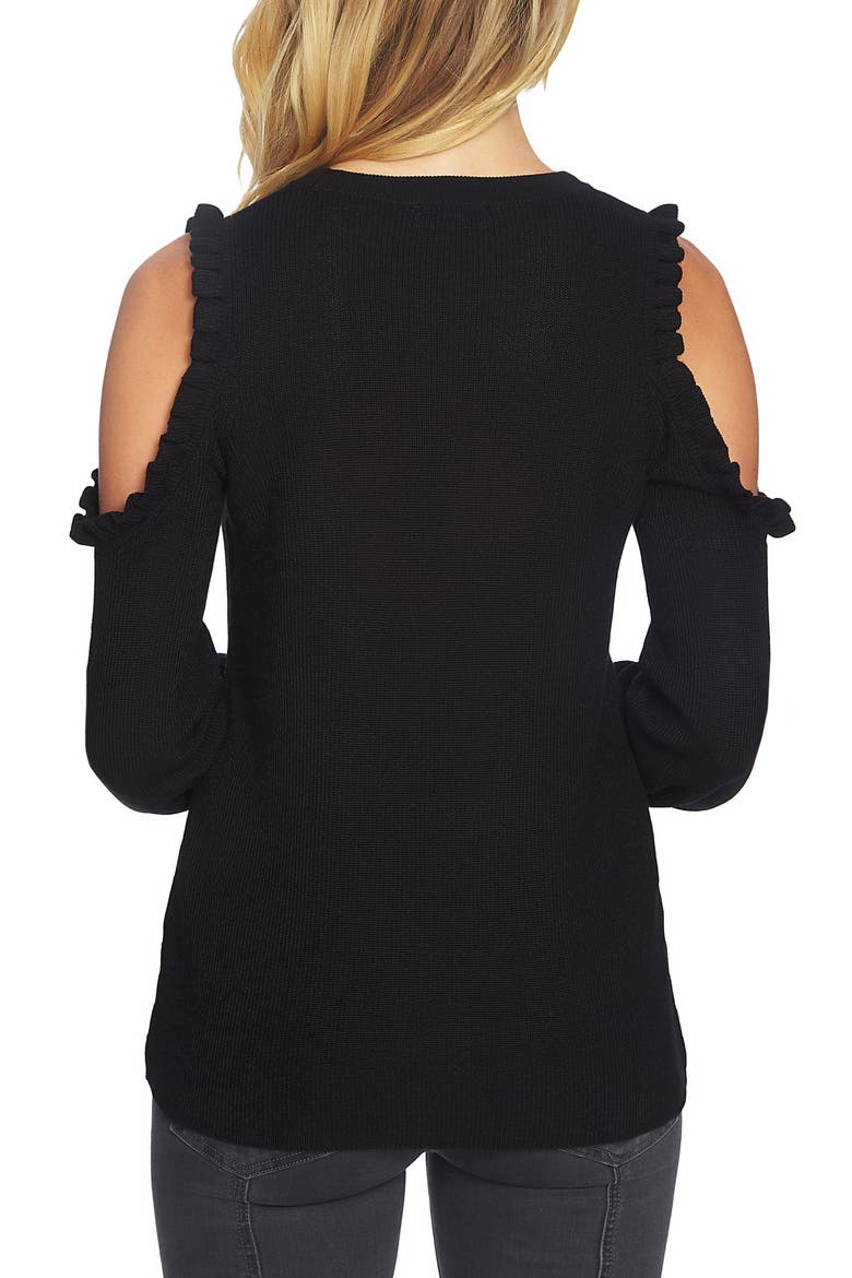 Cold Shoulder Sweater, Alternate, color, RICH BLACK