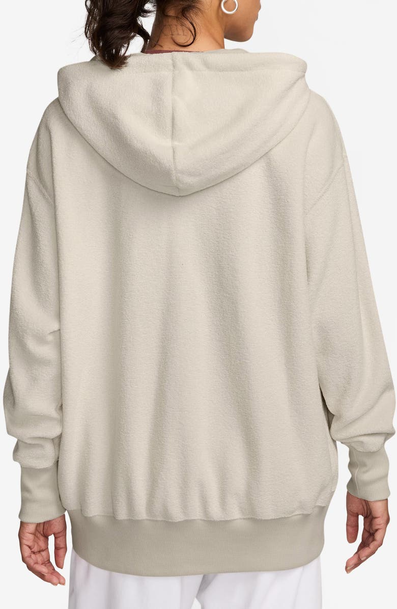 Nike Phoenix Oversize Plush Fleece Full Zip Hoodie, Alternate, color, Light Orewood Brown/ Sail