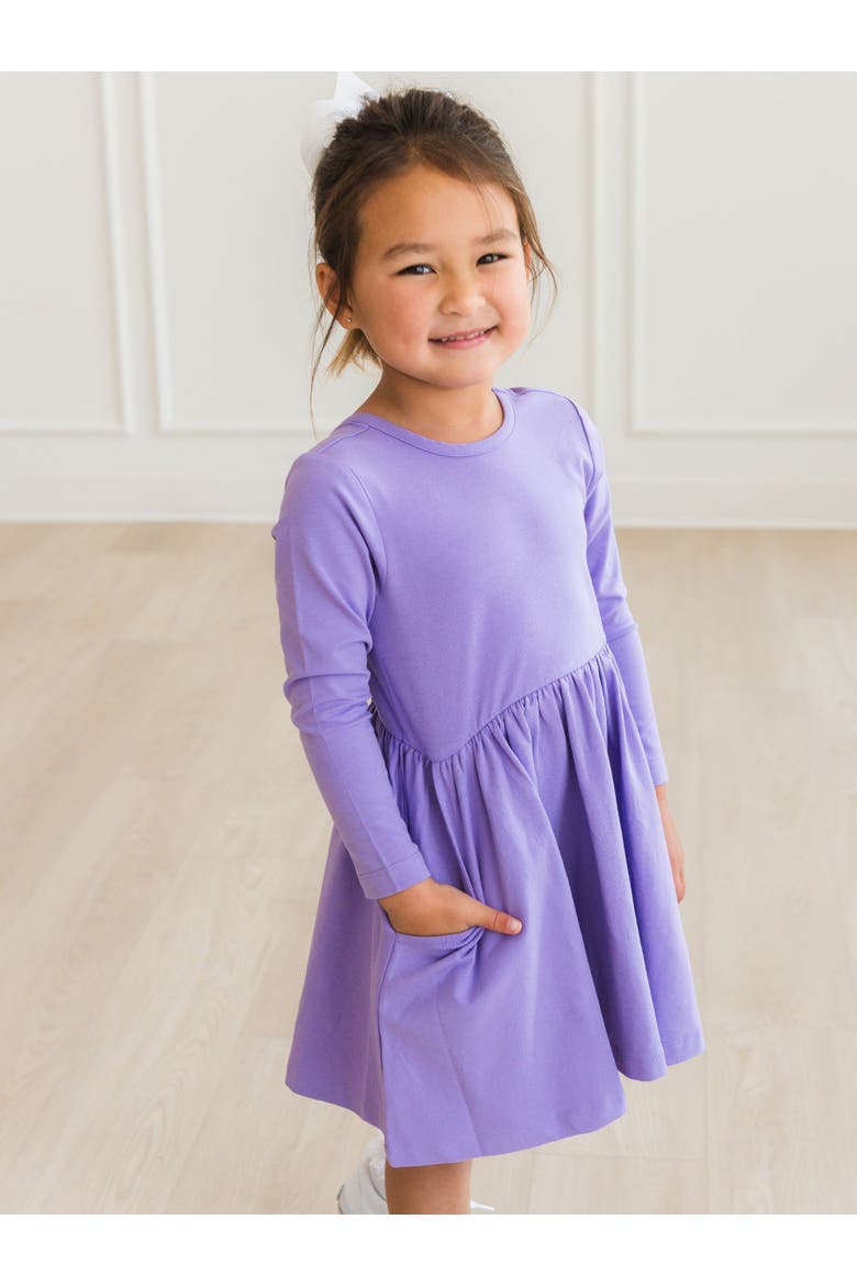 Knit Long Sleeve Twirl Dress (Little Kid)), Alternate, color, Wisteria Purple