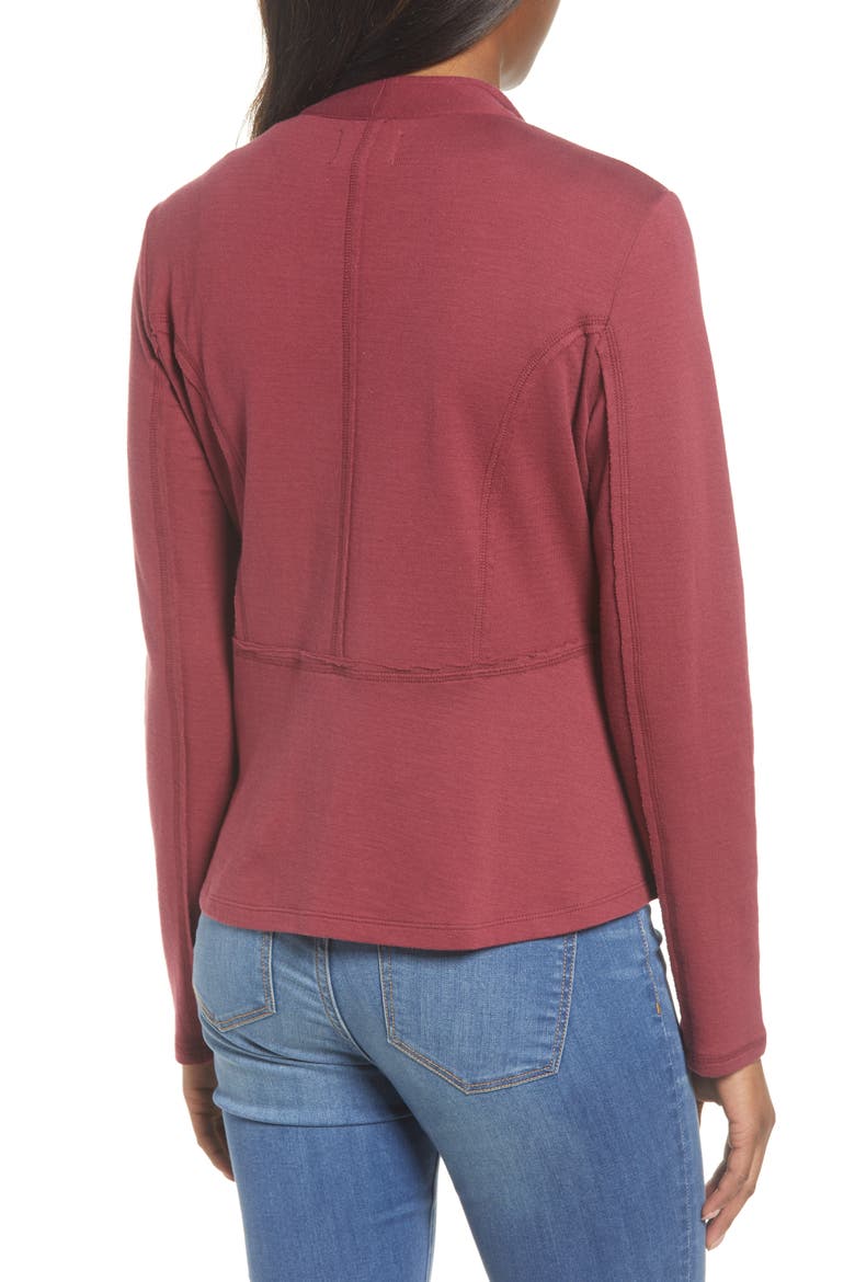 Drape Collar Knit Blazer, Alternate, color, RED CORDOVAN