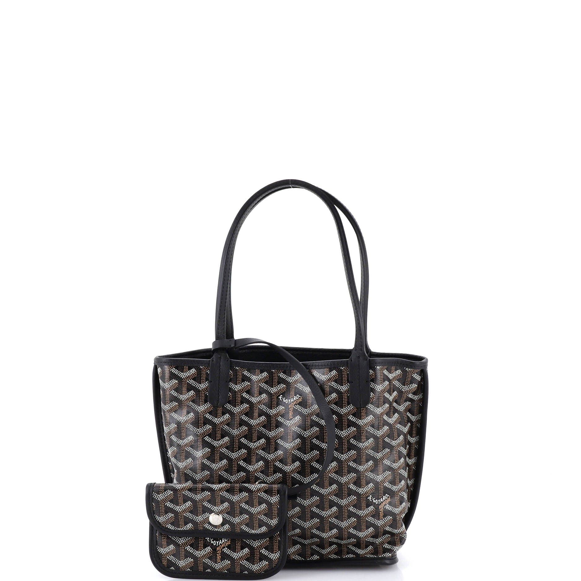 Pre-Owned Goyard Anjou Reversible Tote Coated Canvas Mini, Alternate, color, Black