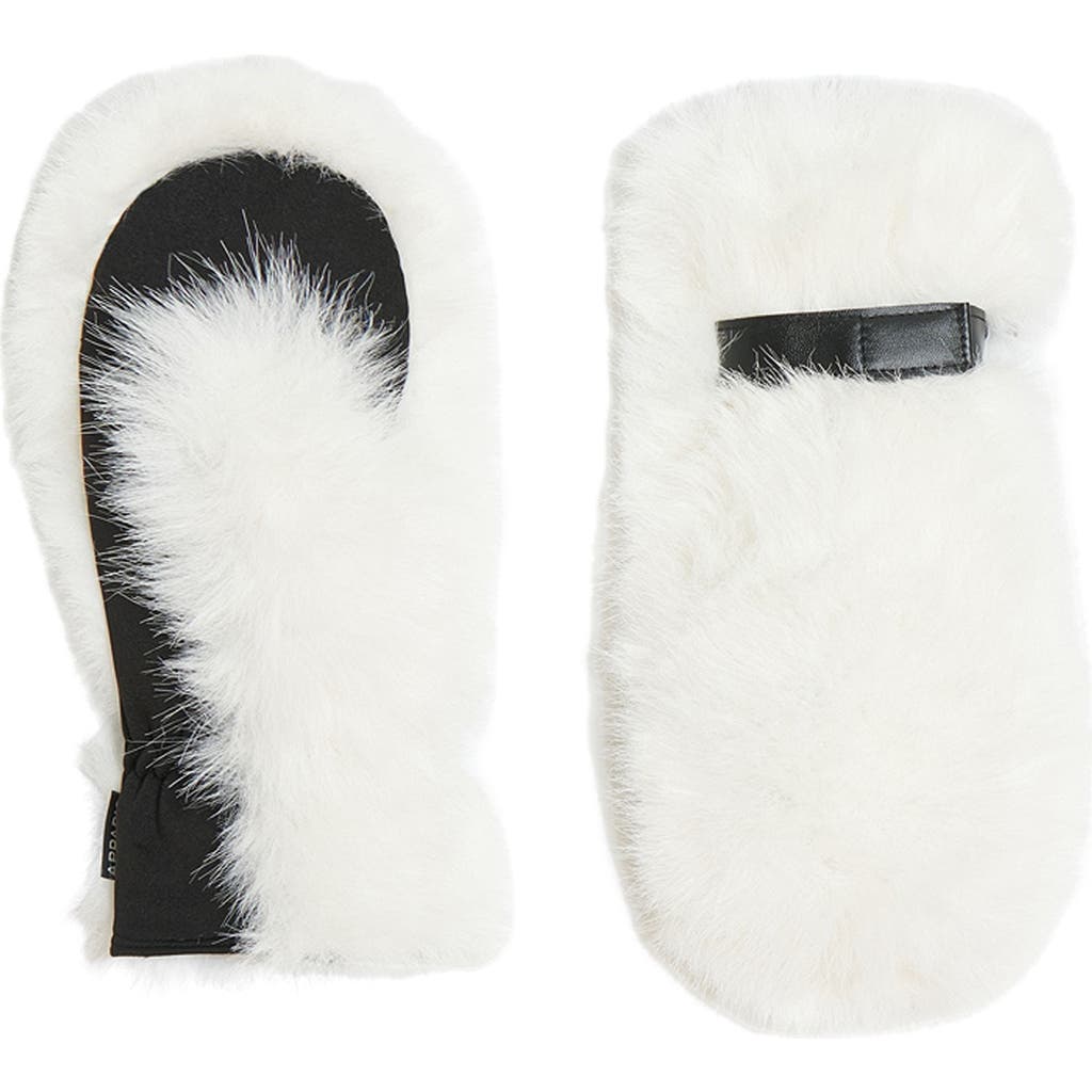 Apparis Lumi Faux Fur Mittens In White