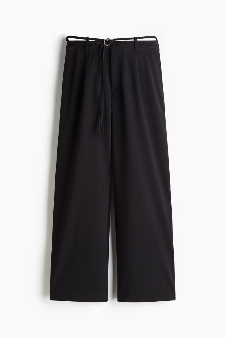 Belted Tailored Trousers, Alternate, color, Black