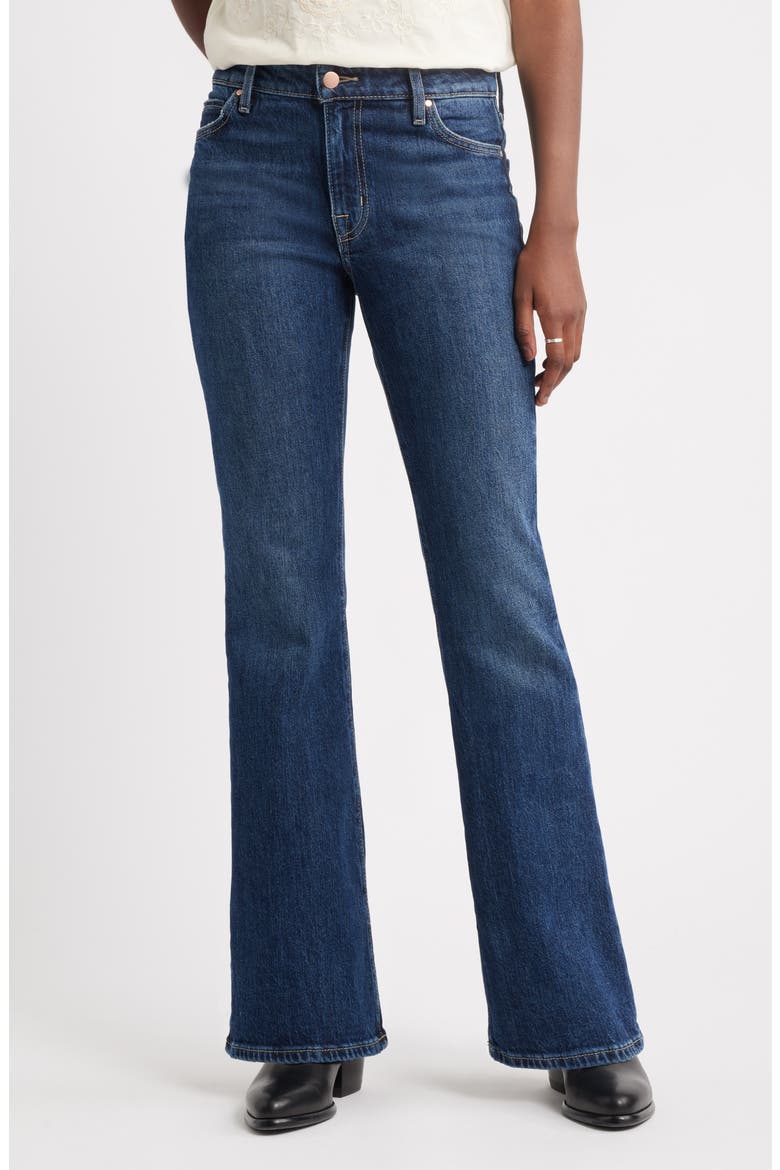 Stretch Denim Flare Leg Jeans, Main, color, DARK WASH