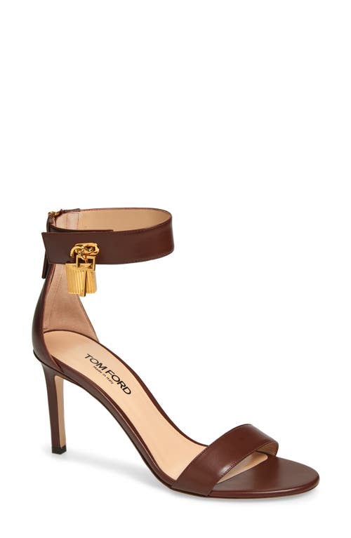 Tom Ford Padlock Ankle Strap Sandal In Burnt Brown