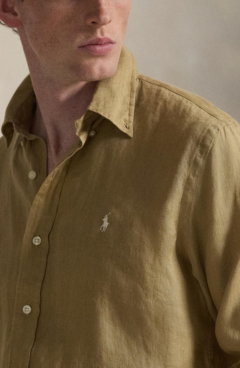 Polo Ralph Lauren Classic Fit Linen Button-Down Shirt, Alternate, color, Cafe Tan