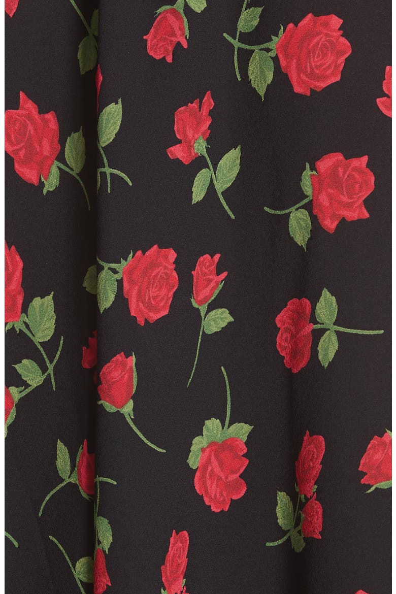 Rose Print Silk Georgette Dance Skirt, Alternate, color, CRIMSON