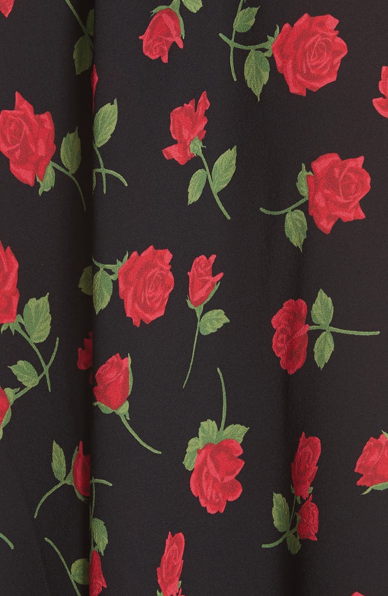 Michael Kors Rose Print Silk Georgette Dance Skirt, Alternate, color, 