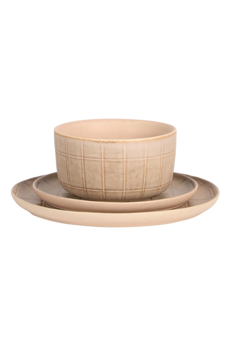 Milano Lines 12-Piece Reactive Glaze Stoneware Dinnerware Set, Alternate, color, Brown