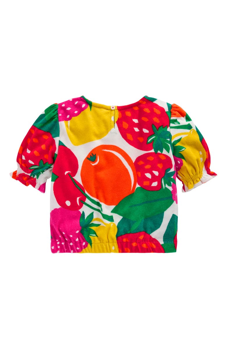 Mini Boden Kids' Fruit Print Tiered Terry Cloth Top, Alternate, color, Multi Giant Fruit