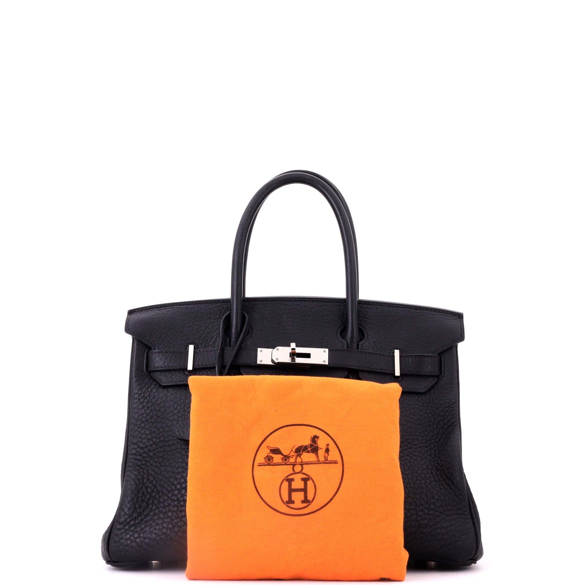 Pre-Owned Hermes Birkin Handbag Black Clemence with Palladium Hardware 30, Alternate, color, Noir