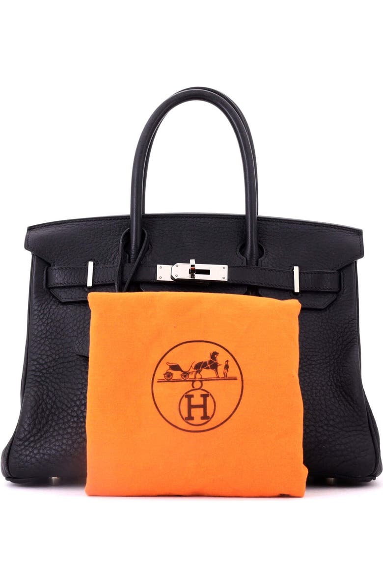 Pre-Owned Hermes Birkin Handbag Black Clemence with Palladium Hardware 30, Alternate, color, Noir