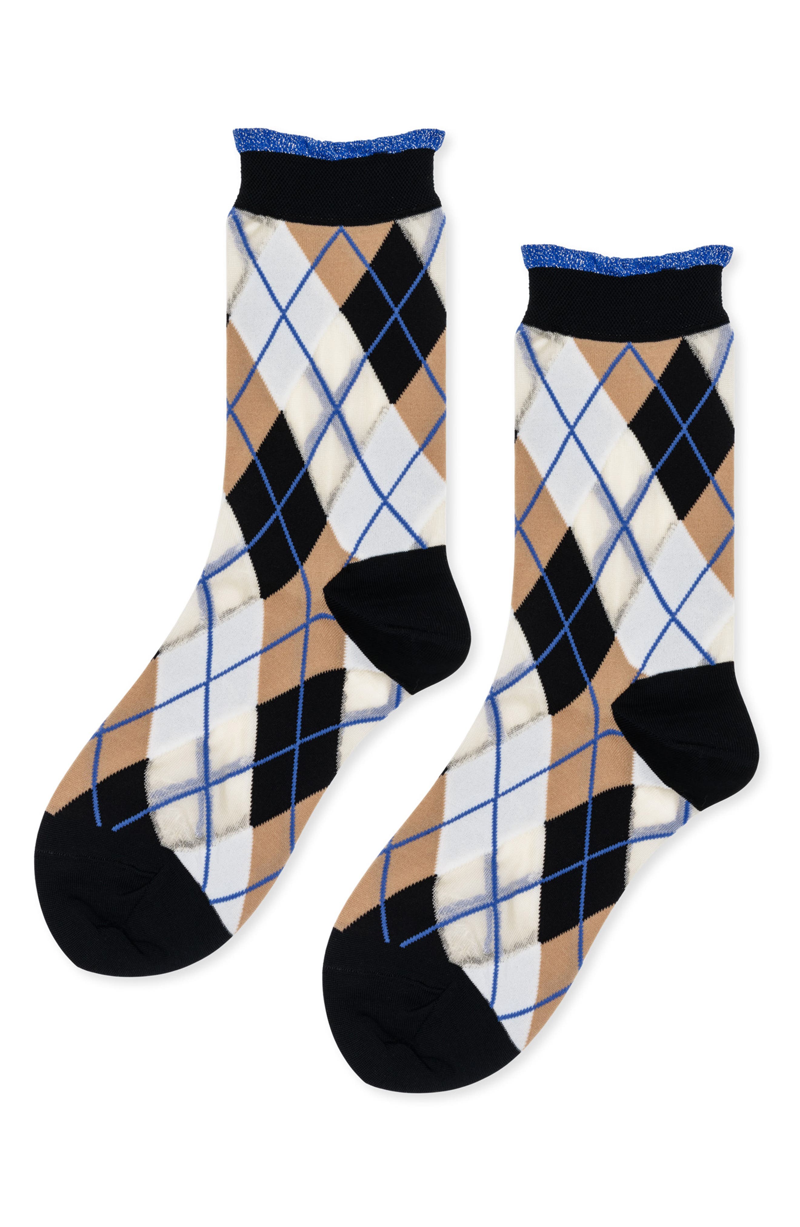 Hansel From Basel Argyle Crew Socks in Black 