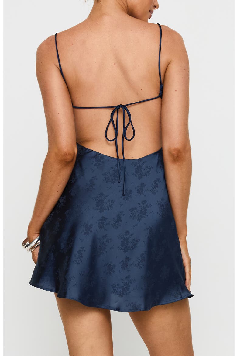 Clemence Satin Mini Slipdress, Alternate, color, NAVY