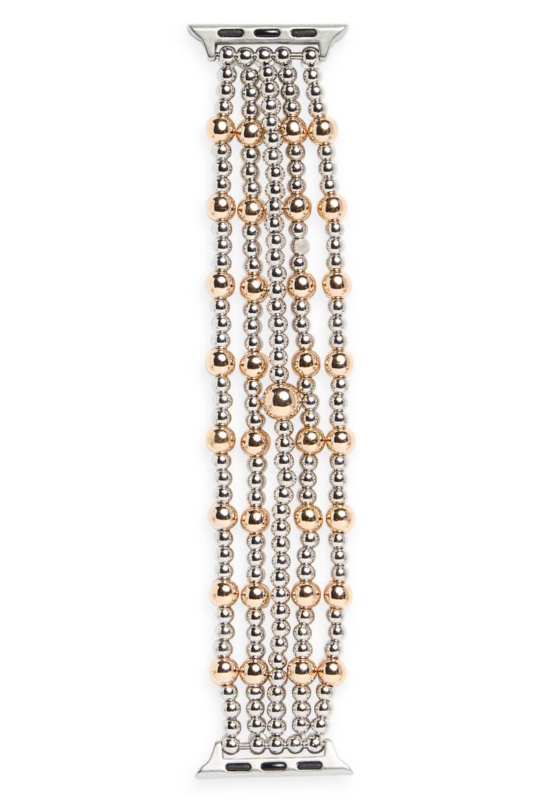 Beaded Multistrand Apple Watch® Watchband, Alternate, color, SILVER- GOLD