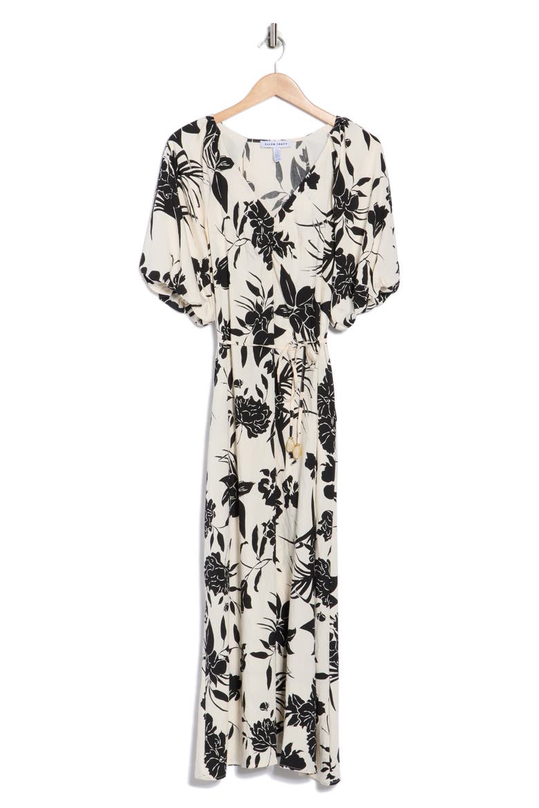 Floral Puff Sleeve Maxi Dress, Alternate, color, MARSH/ BLACK TROPICAL FLORAL