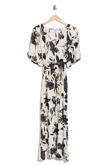 Ellen Tracy Floral Puff Sleeve Maxi Dress
