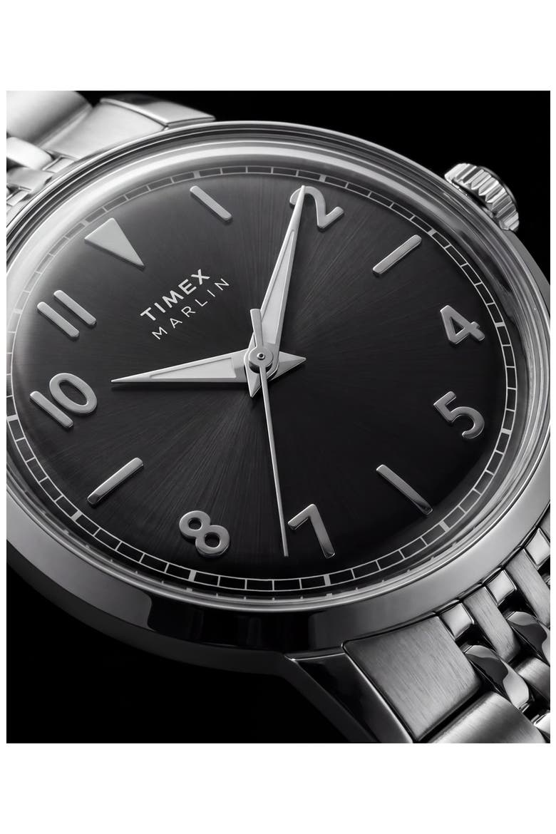 Marlin Stainless Steel Bracelet Watch, 34mm, Alternate, color, BLACK/ SILVER
