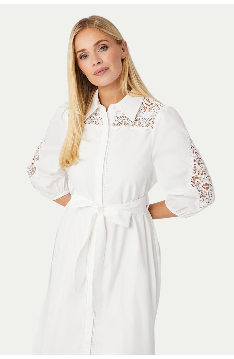Wallis Petite Cotton Cutwork Detail Shirt Dress, Alternate, color, Ivory