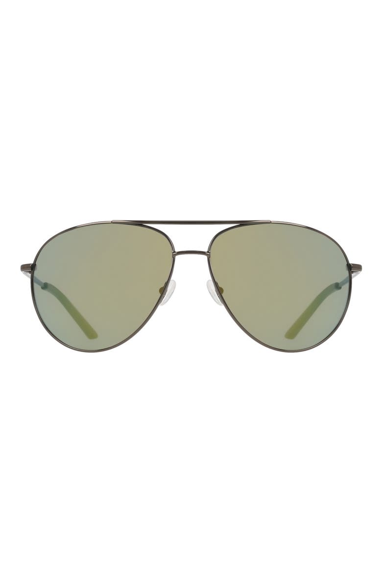 Chance 61mm Mirrored Aviator Sunglasses, Main, color, SATIN GUNMETAL / YELLOW MIRROR