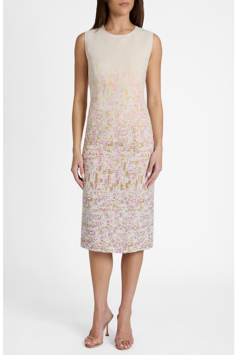 Britta Midi Sheath Dress in Ombré Jacquard, Main, color, Pearl